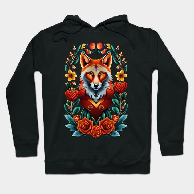 Fox and flowers tattoo style 13 Hoodie by Dandeliontattoo